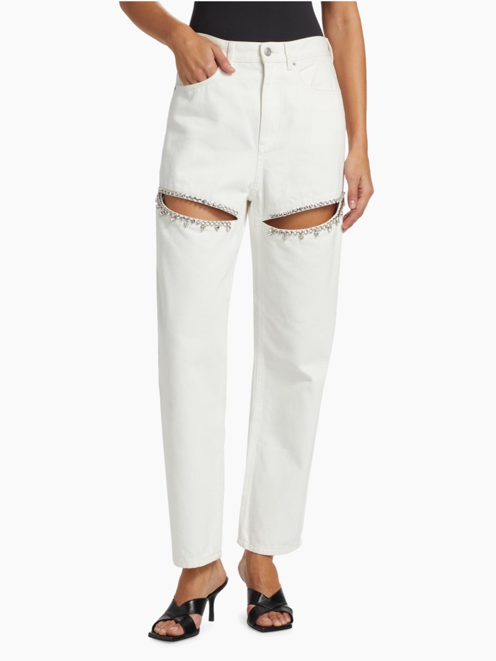 Area Crystal Slit High-rise Straight-Leg Jeans